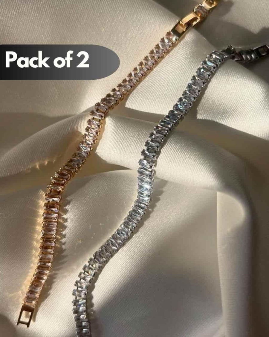 Emerald Diamond Tennis Bracelet Set Pack Two