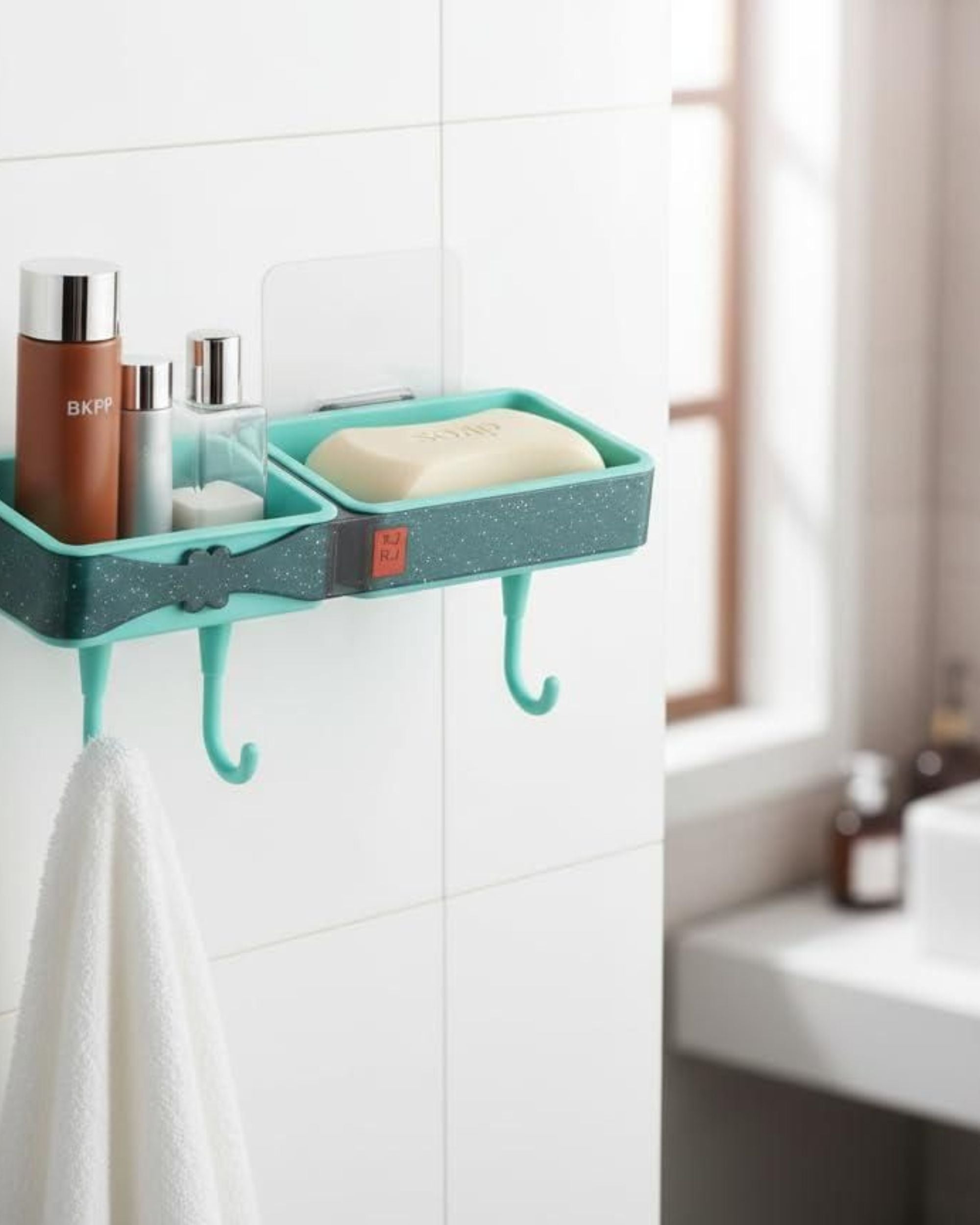 Wall Mounted Bathroom Shelf — Dual Storage Organizer