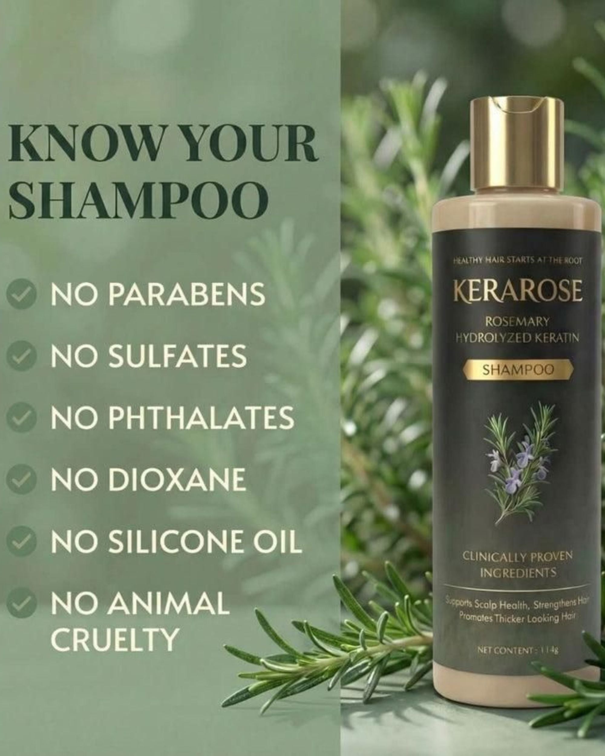 Rosemary Hair Growth Shampoo Keratin Enriched Formula