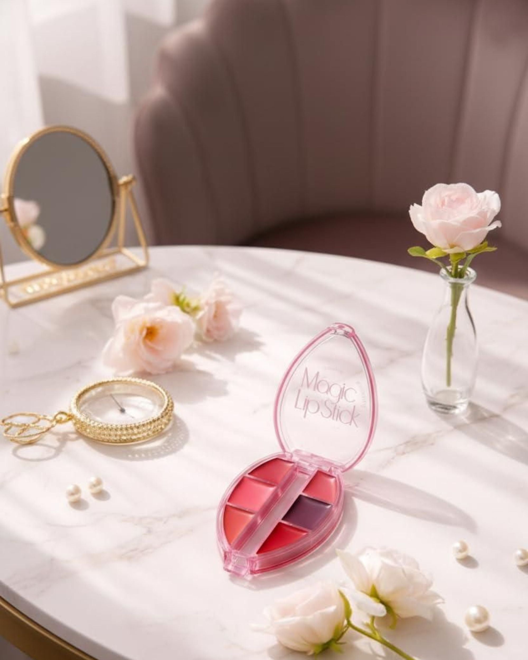 Six Shade Lipstick Palette with Matte Shimmer Finish